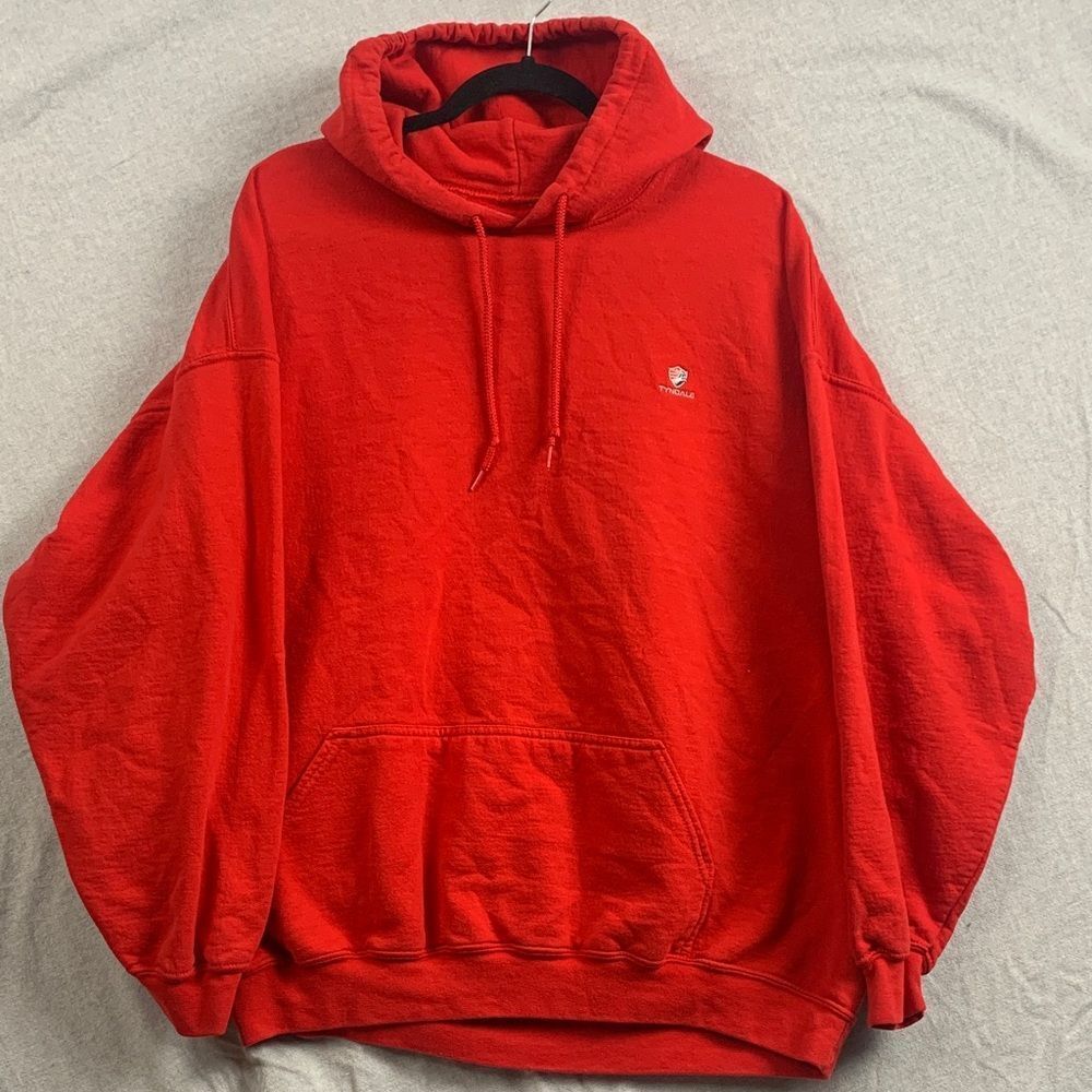 TYNDALE | 2XL XXL 3XL Men OVERSIZED CASUAL HOODED SWEATSHIRT | RED